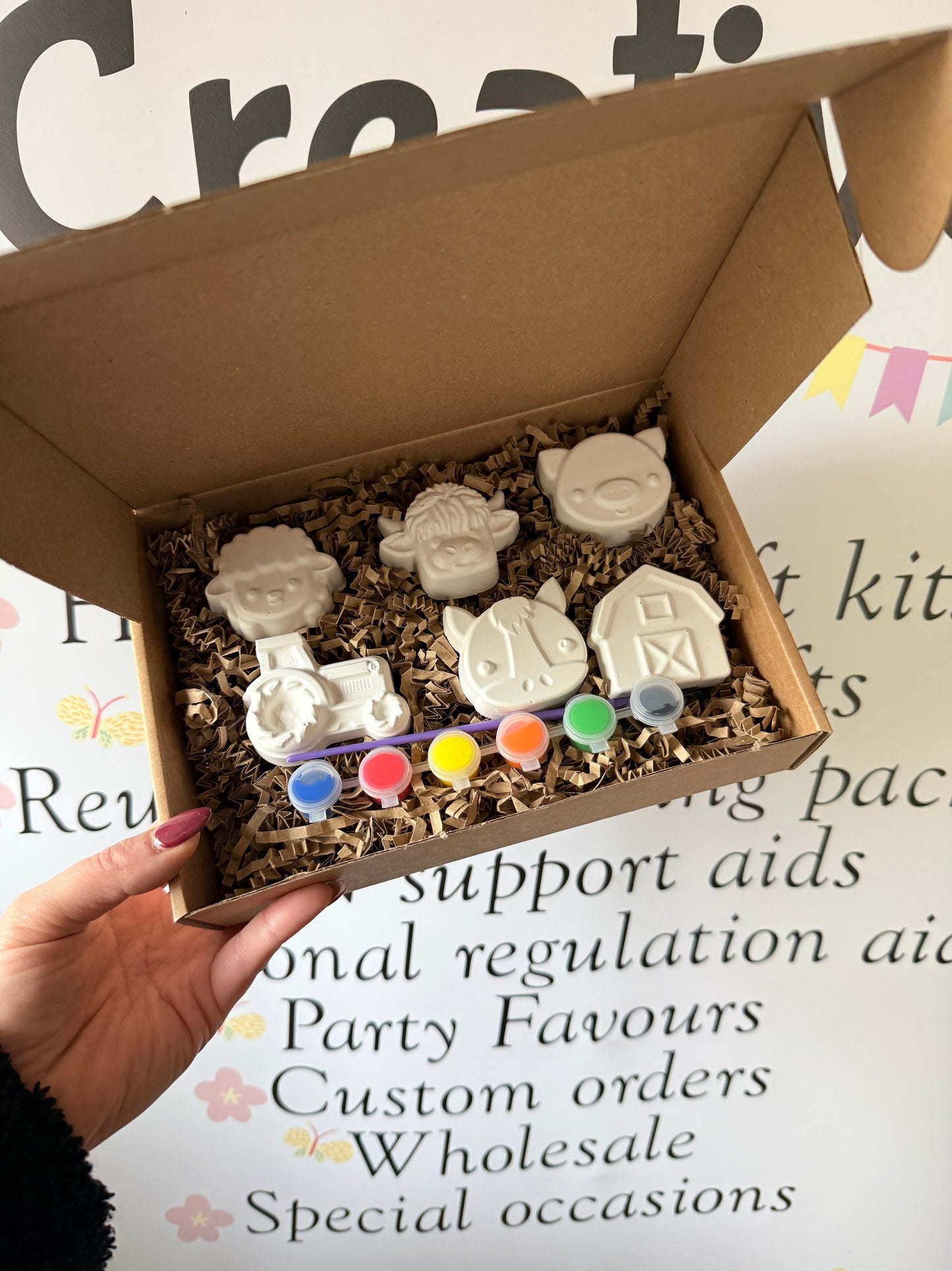 Farm Animal Paint Your Own Craft Kit | Kids Painting Activity Box | Handmade Creative Gift