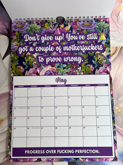 One day at a time Sweary laminated page spiral bound wall calender - Get ready for the shit show - Organiser - Calender - Sweary affirmations -