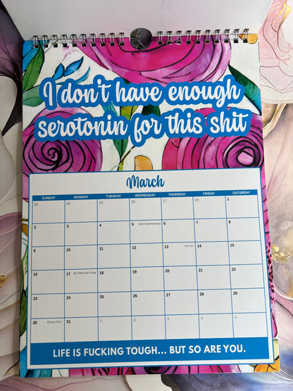 One day at a time Sweary laminated page spiral bound wall calender - Get ready for the shit show - Organiser - Calender - Sweary affirmations -