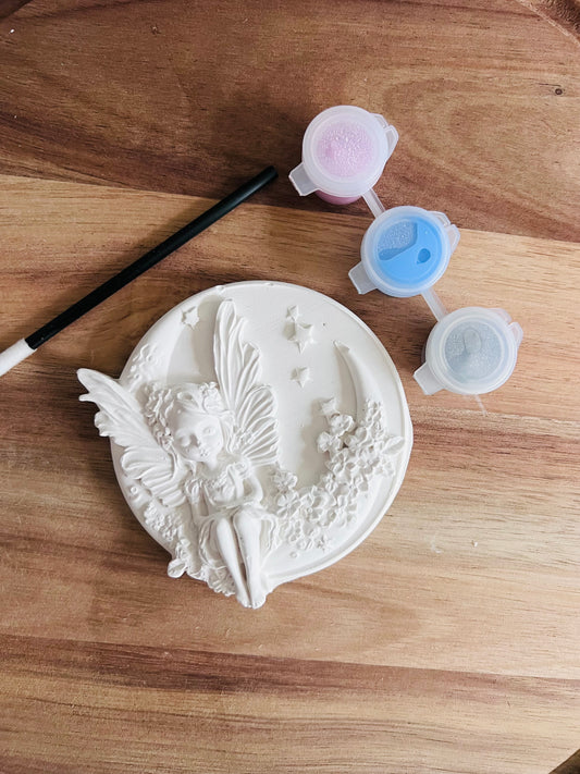 Magical fairy round - decoration paint your own plaster of paris craft box - Activity set - Room decoration - Childrens Gifts - Gifts - Paintable - Painting - art