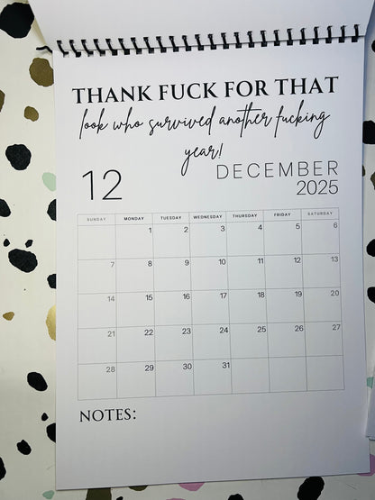 A4 F*ck it 2025 spiral bound wall calender - Get ready for the shit show - Organiser - Calender - Sweary affirmations -