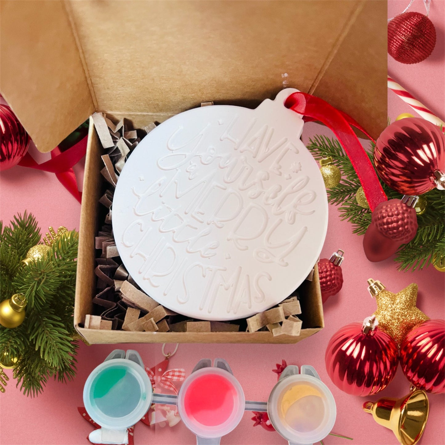 Paint your own Christmas bauble decoration - Christmas Eve box - Christmas craft kit - Christmas activities- Christmas craft ideas - children’s Christmas gifts - children’s Christmas stocking ideas - ‘Merry Christmas’