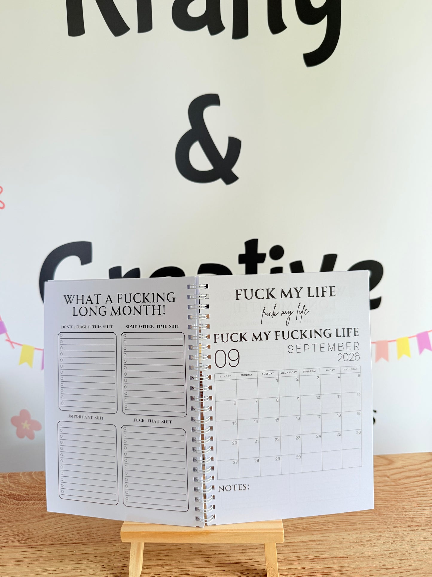 A5 F*ck it 2026 spiral bound life organiser- Get ready for the shit show - Organiser - Calender - Sweary affirmations -