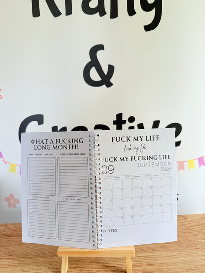 A5 F*ck it 2026 spiral bound life organiser- Get ready for the shit show - Organiser - Calender - Sweary affirmations -