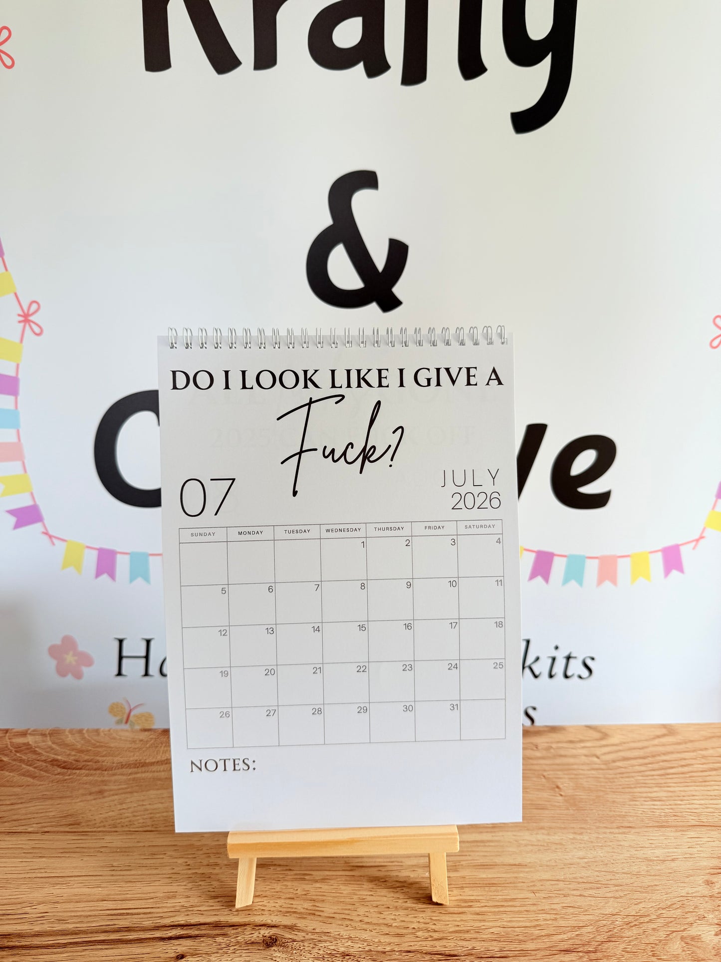 A4 F*ck it 2026 spiral bound wall calender - Get ready for the shit show - Organiser - Calender - Sweary affirmations -