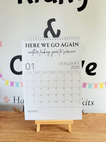 A4 F*ck it 2026 spiral bound wall calender - Get ready for the shit show - Organiser - Calender - Sweary affirmations -