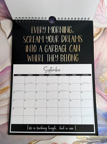 Uninspiring affirmations laminated page spiral bound wall calender - Organiser - Calender - Sweary affirmations - Mental health