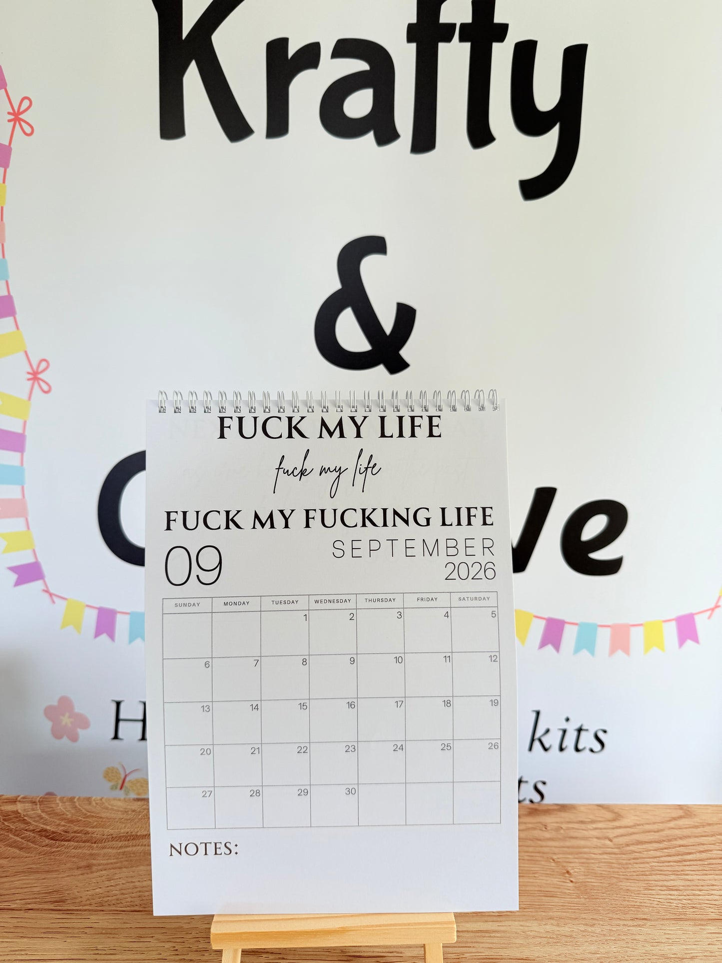 A4 F*ck it 2026 spiral bound wall calender - Get ready for the shit show - Organiser - Calender - Sweary affirmations -