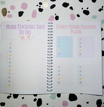 Flowery Little Book Of Sh*t I Need To Remember - book of lists - Anxiety Aids - gift - Autism help - SEMH - Organiser - Diary - Notebook - Sweary