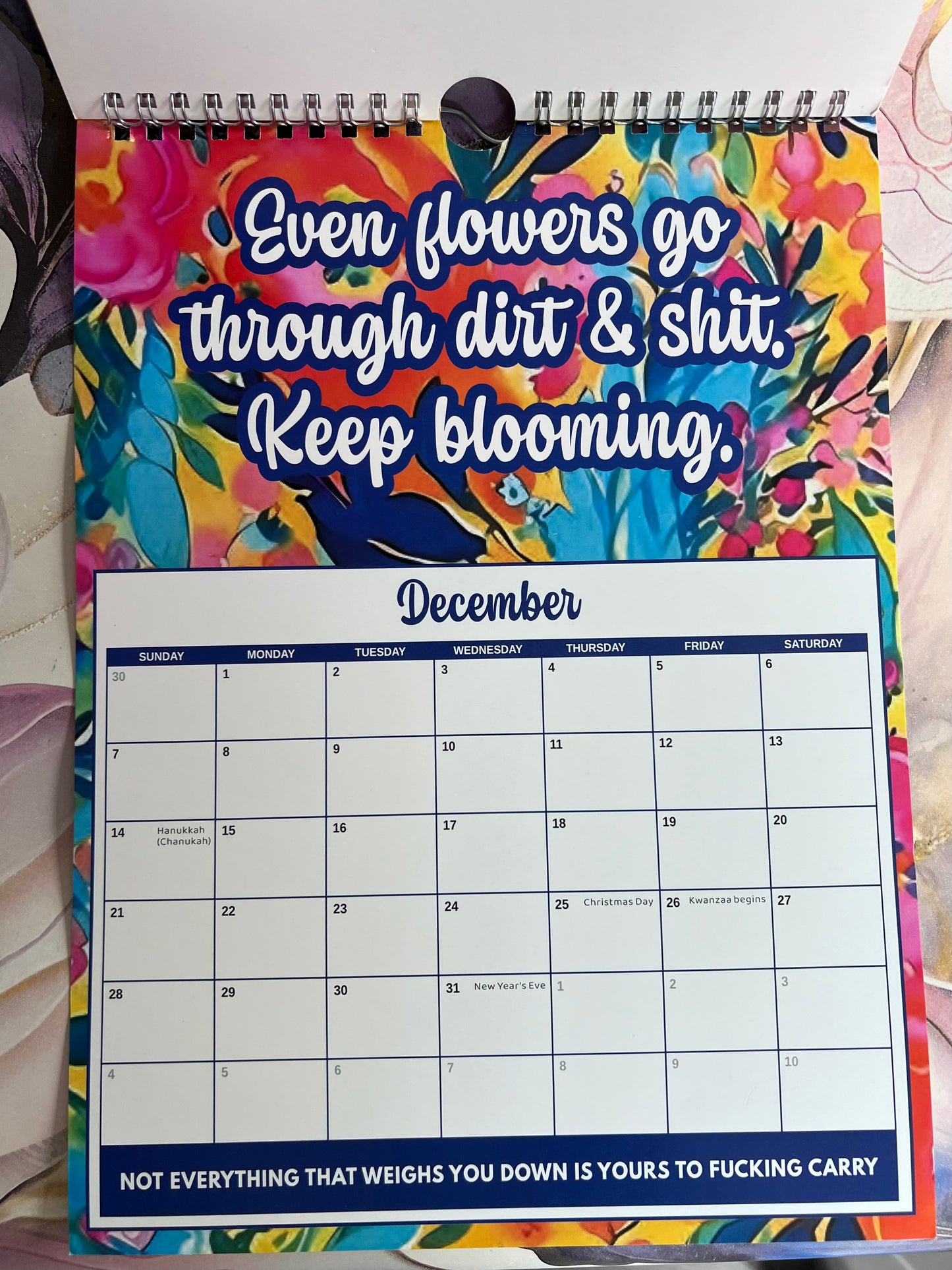 One day at a time Sweary laminated page spiral bound wall calender - Get ready for the shit show - Organiser - Calender - Sweary affirmations -