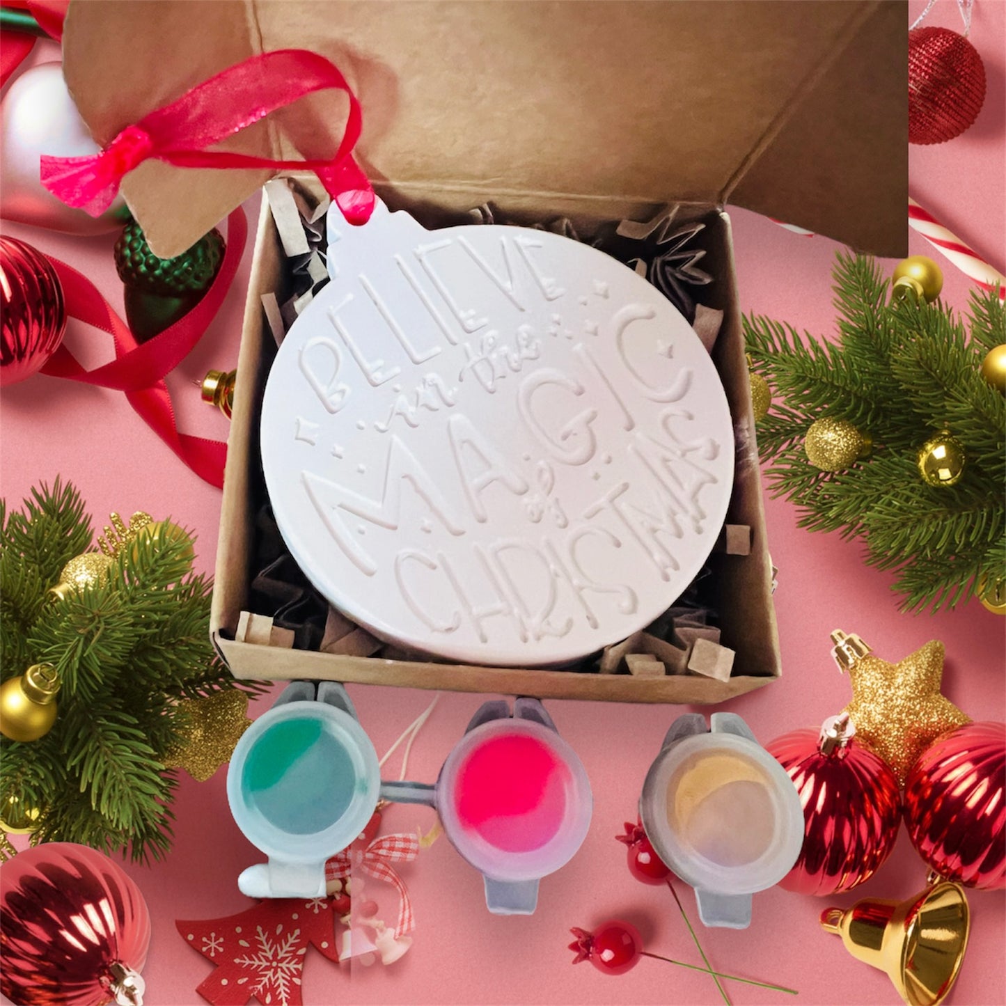 Paint your own Christmas bauble decoration - Christmas Eve box - Christmas craft kit - Christmas activities- Christmas craft ideas - children’s Christmas gifts - children’s Christmas stocking ideas - ‘Believe in the magic’