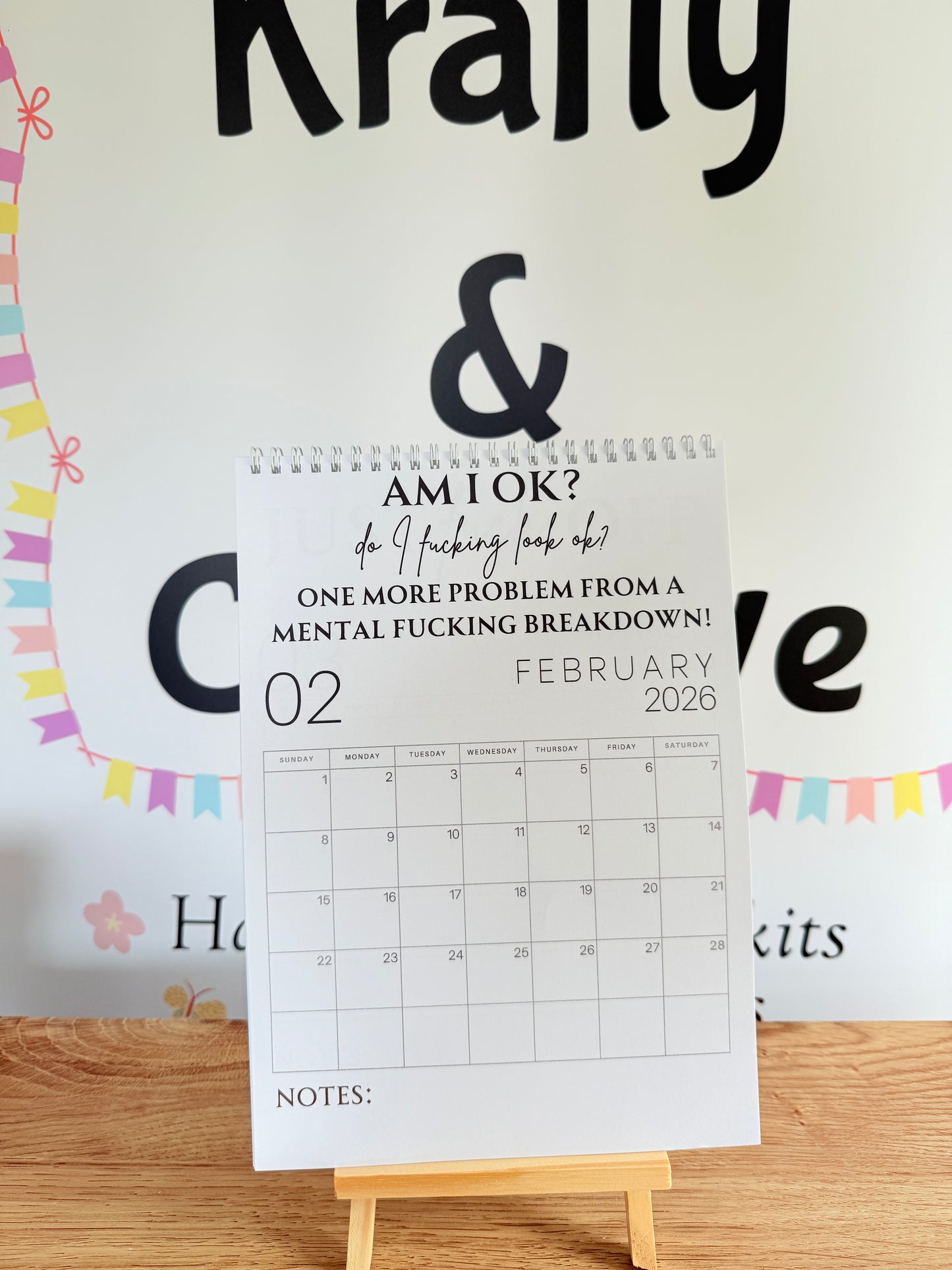 A4 F*ck it 2026 spiral bound wall calender - Get ready for the shit show - Organiser - Calender - Sweary affirmations -