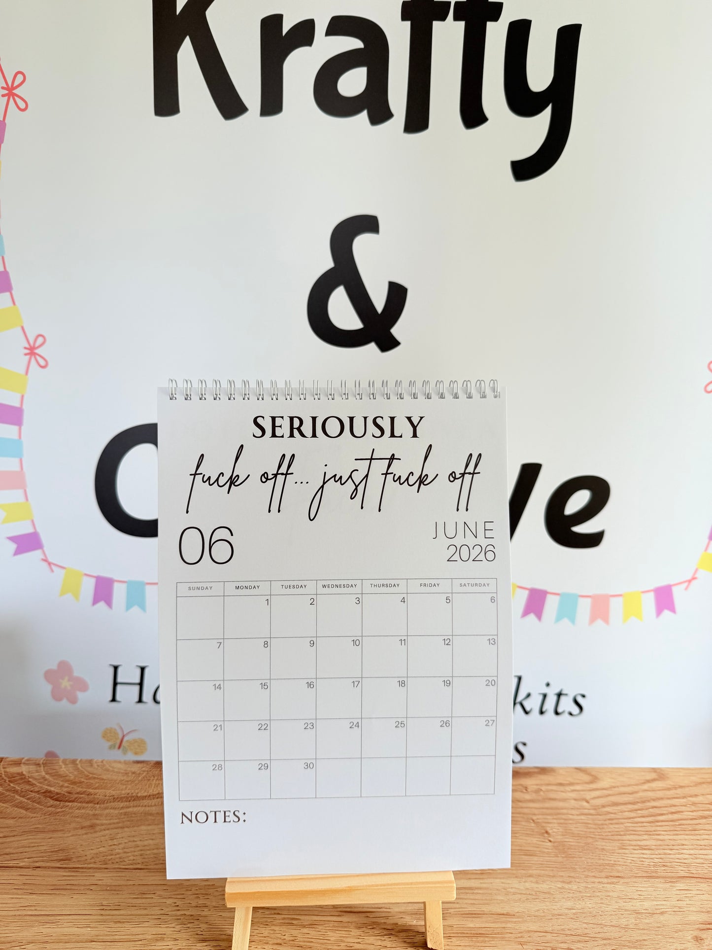 A4 F*ck it 2026 spiral bound wall calender - Get ready for the shit show - Organiser - Calender - Sweary affirmations -