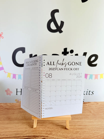 A5 F*ck it 2026 spiral bound life organiser- Get ready for the shit show - Organiser - Calender - Sweary affirmations -