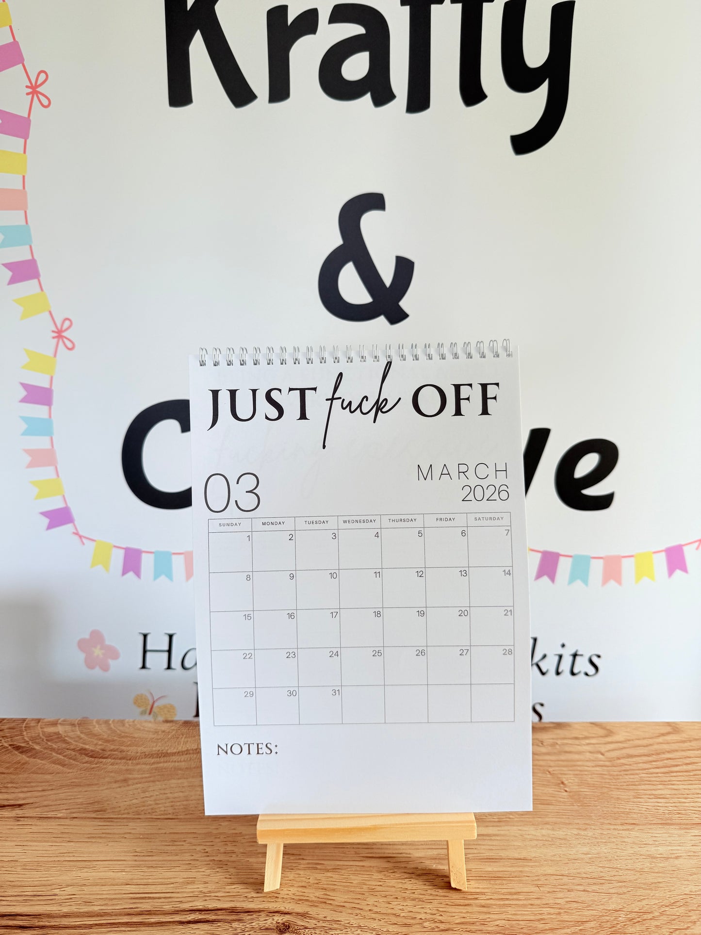 A4 F*ck it 2026 spiral bound wall calender - Get ready for the shit show - Organiser - Calender - Sweary affirmations -