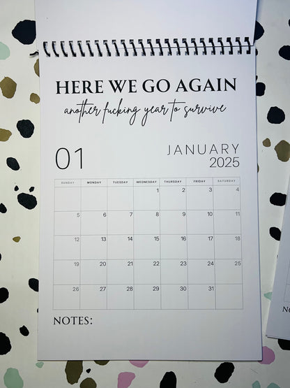 A4 F*ck it 2025 spiral bound wall calender - Get ready for the shit show - Organiser - Calender - Sweary affirmations -