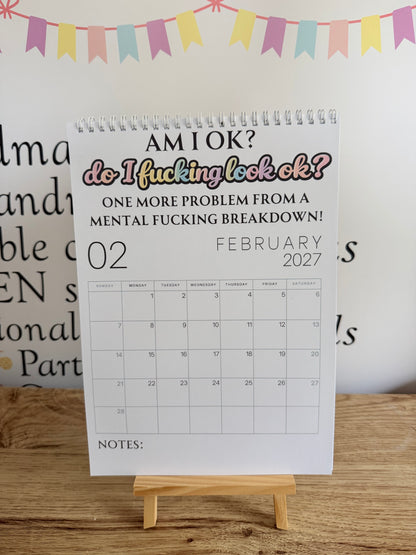 F*ck It 2027 Sweary Wall Calendar | Funny A4 Family Organiser | Adult Humour Planner & Affirmation Calendar