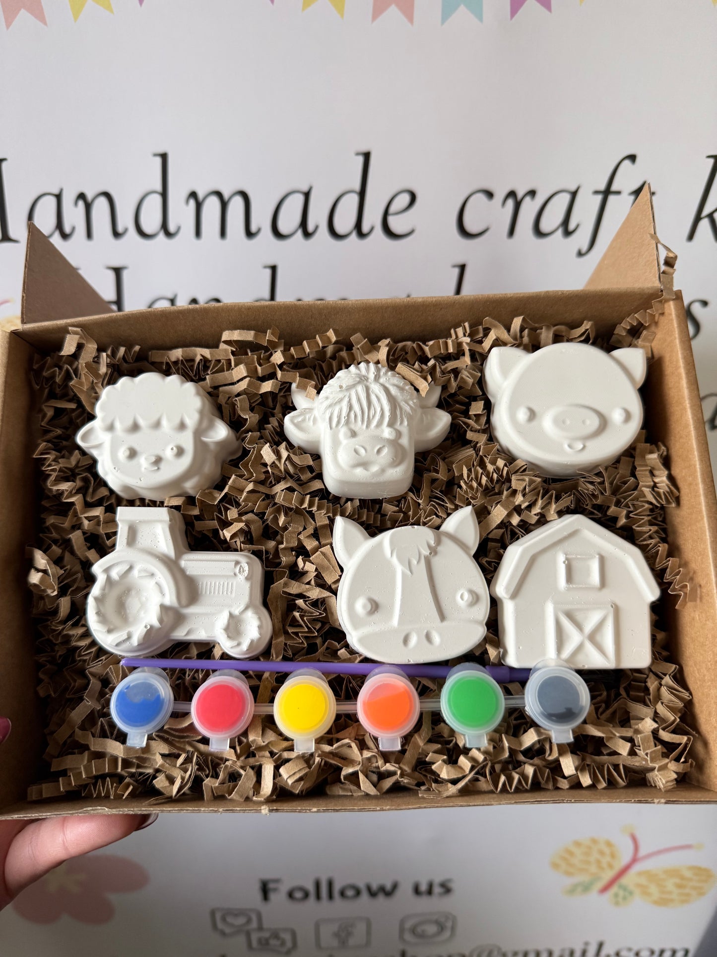 Farm Animal Paint Your Own Craft Kit | Kids Painting Activity Box | Handmade Creative Gift