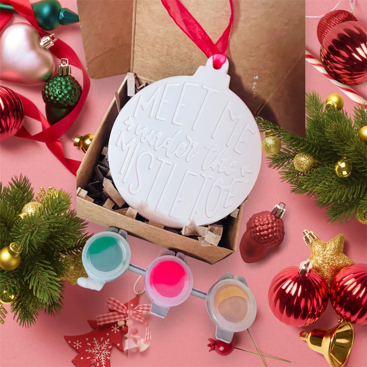 Paint your own Christmas bauble decoration - Christmas Eve box - Christmas craft kit - Christmas activities- Christmas craft ideas - children’s Christmas gifts - children’s Christmas stocking ideas - ‘Under the mistletoe’