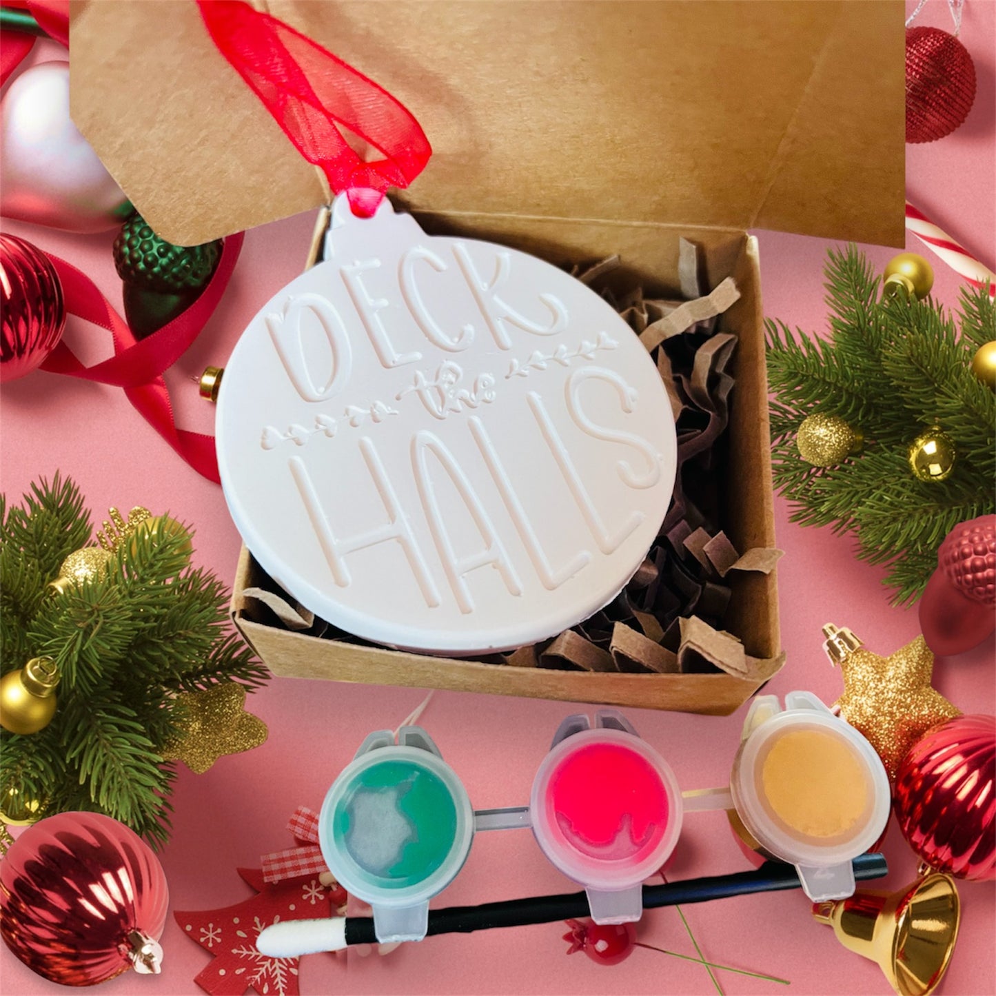 Paint your own Christmas bauble decoration - Christmas Eve box - Christmas craft kit - Christmas activities- Christmas craft ideas - children’s Christmas gifts - children’s Christmas stocking ideas - ‘Deck the halls’