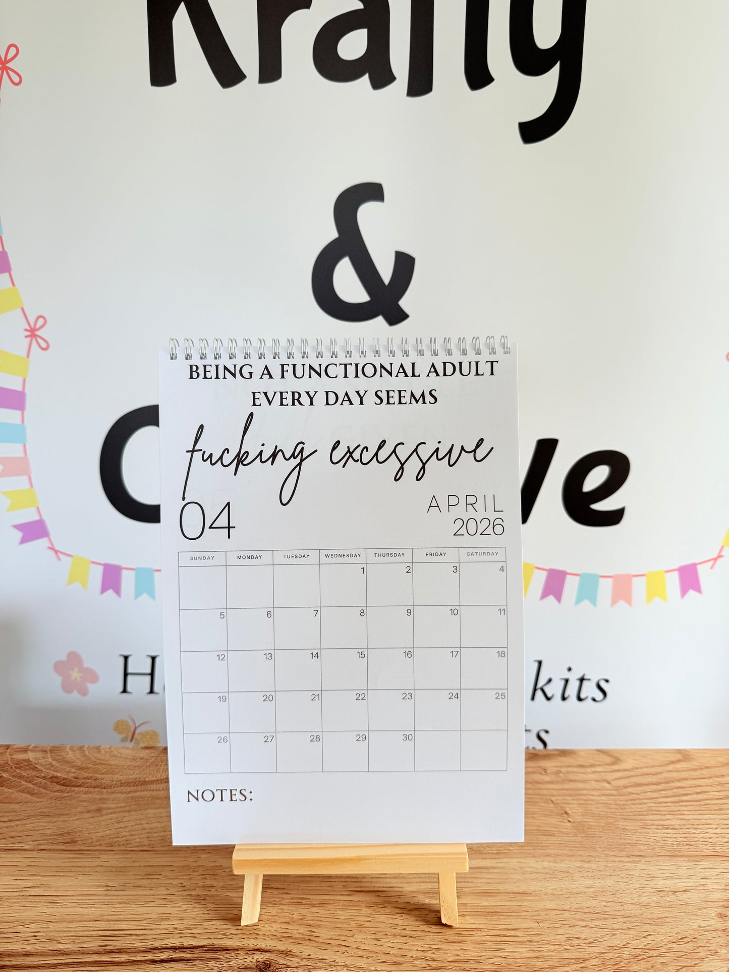 A4 F*ck it 2026 spiral bound wall calender - Get ready for the shit show - Organiser - Calender - Sweary affirmations -