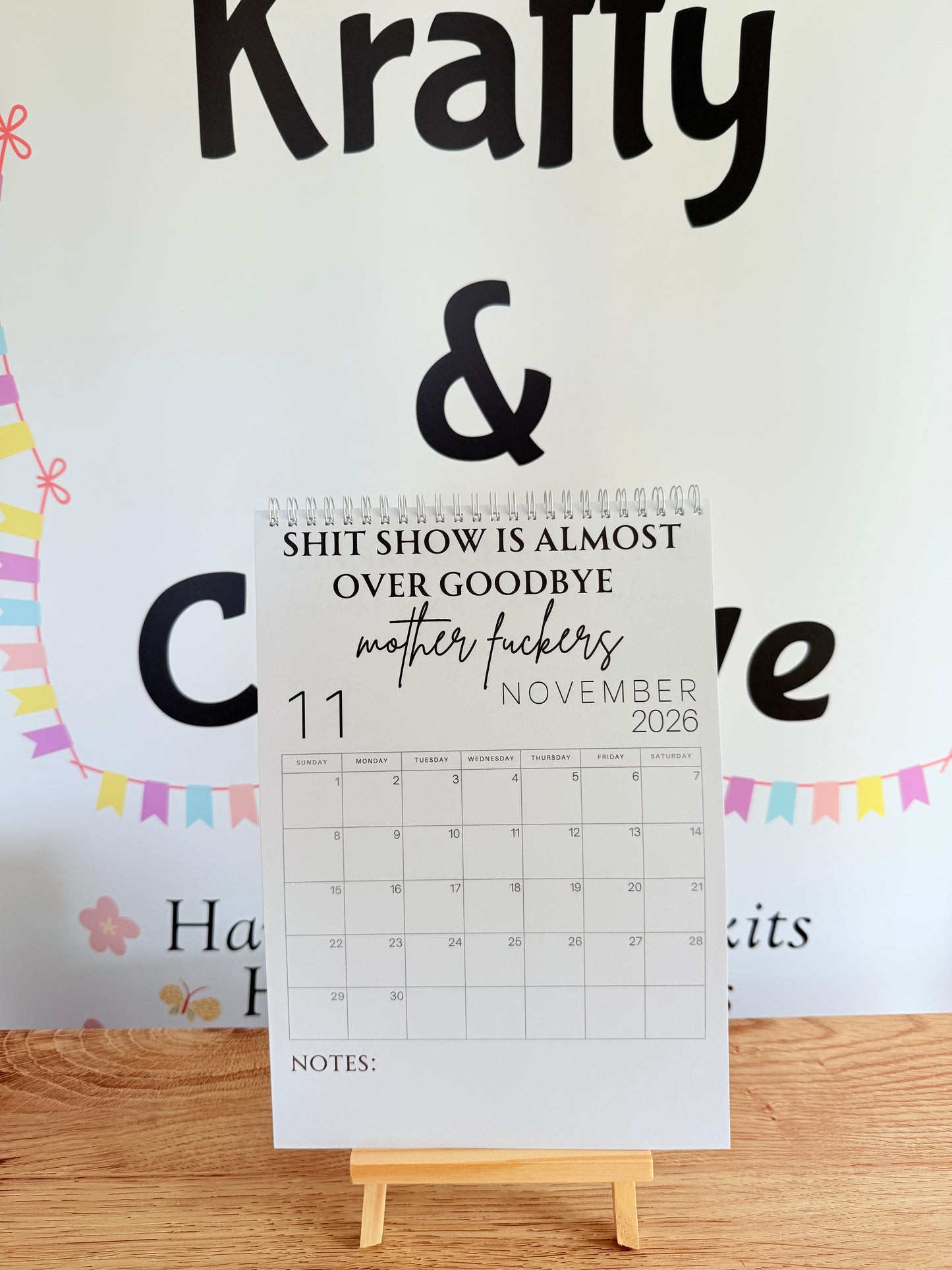 A4 F*ck it 2026 spiral bound wall calender - Get ready for the shit show - Organiser - Calender - Sweary affirmations -