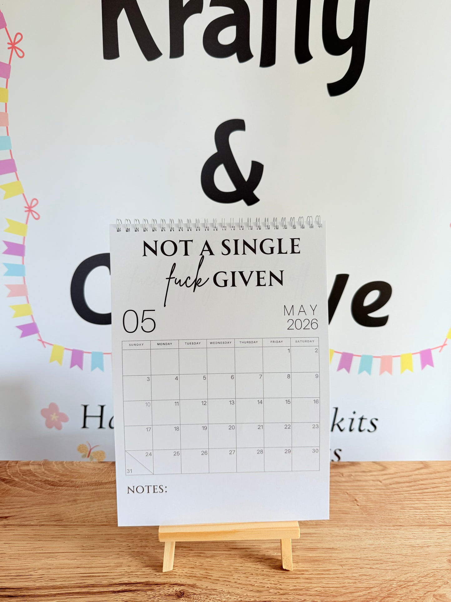 A4 F*ck it 2026 spiral bound wall calender - Get ready for the shit show - Organiser - Calender - Sweary affirmations -