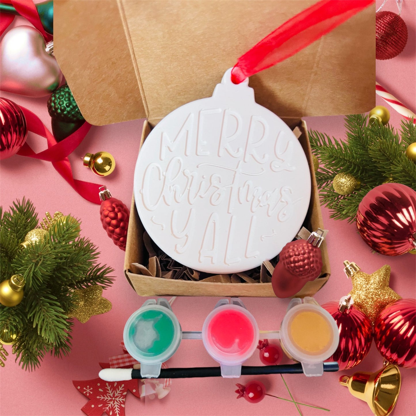 Paint your own Christmas bauble decoration - Christmas Eve box - Christmas craft kit - Christmas activities- Christmas craft ideas - children’s Christmas gifts - children’s Christmas stocking ideas - ‘Merry Christmas yall’