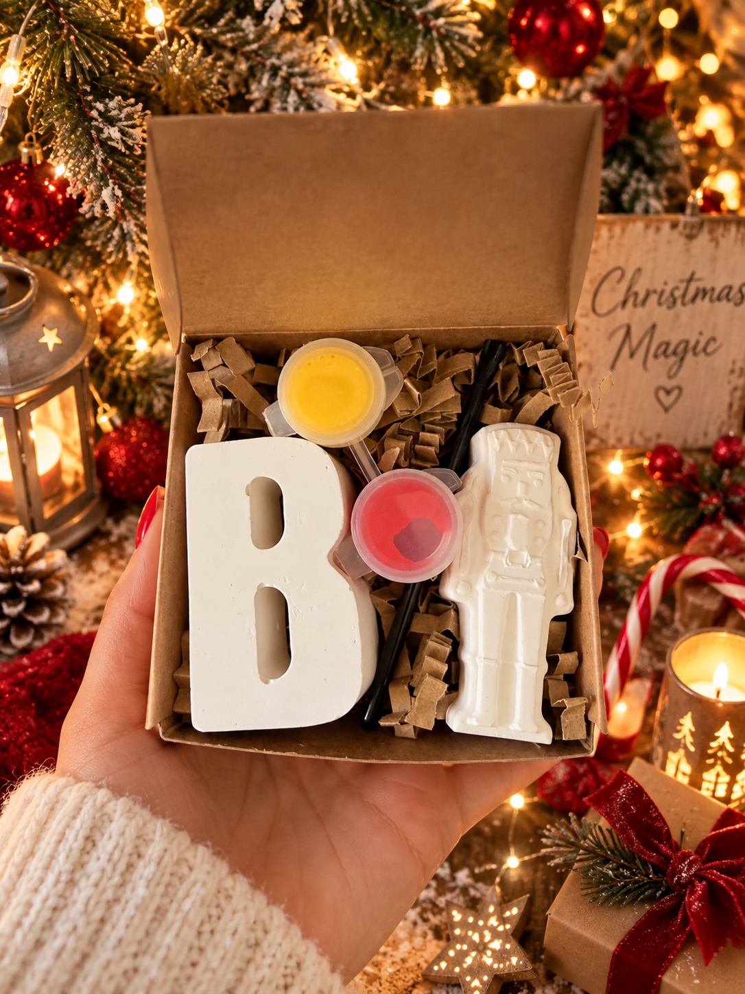Personalised Initial & Nutcracker Paint Your Own Kit | Christmas Eve Box Gift | Kids Christmas Craft
