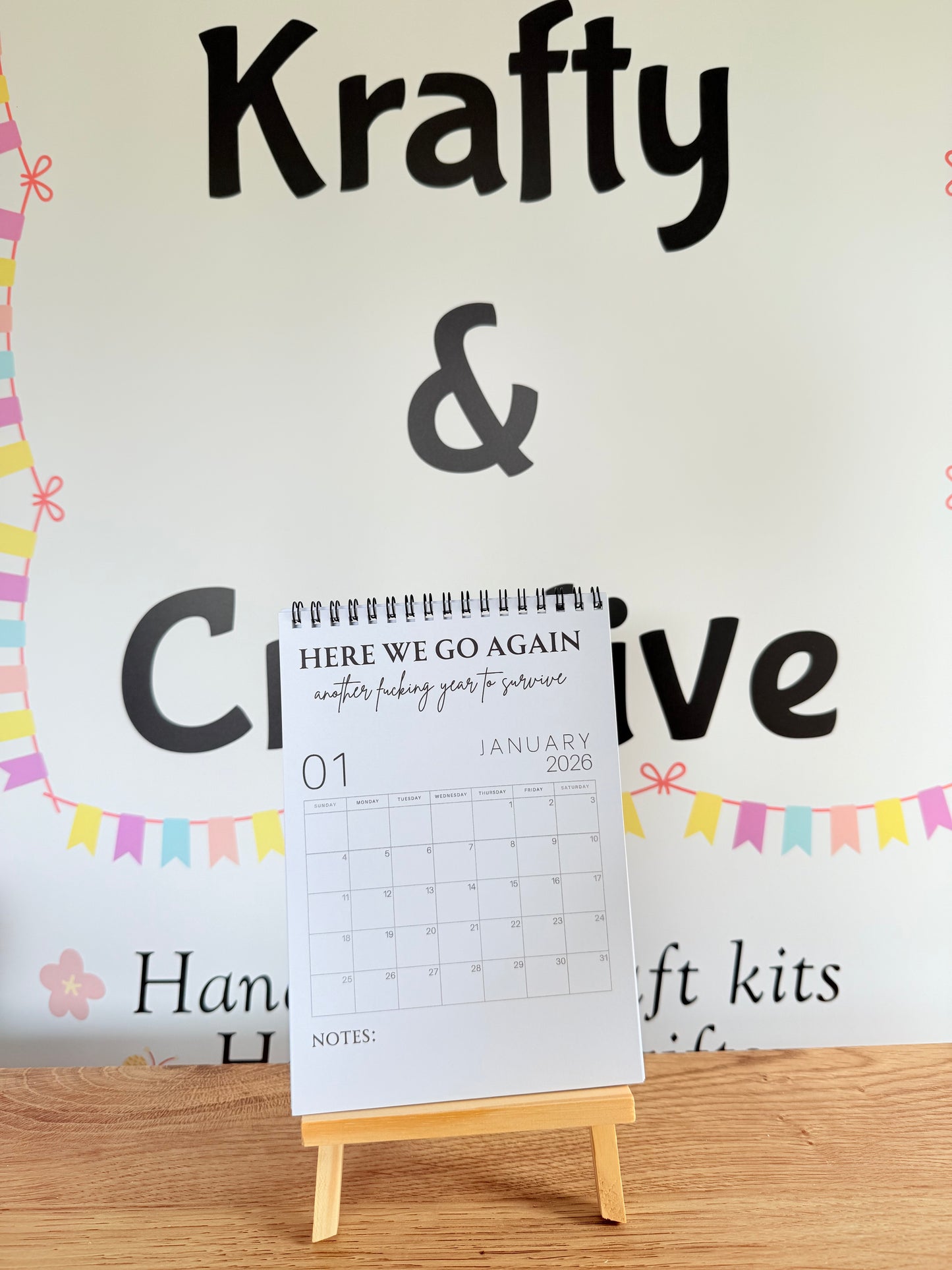 A5 F*ck it 2026 spiral bound wall calender - Get ready for the shit show - Organiser - Calender - Sweary affirmations -