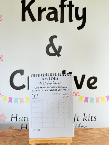 A5 F*ck it 2026 spiral bound wall calender - Get ready for the shit show - Organiser - Calender - Sweary affirmations -