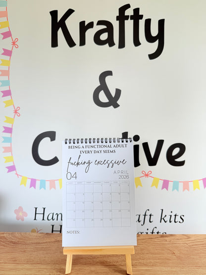 A5 F*ck it 2026 spiral bound wall calender - Get ready for the shit show - Organiser - Calender - Sweary affirmations -