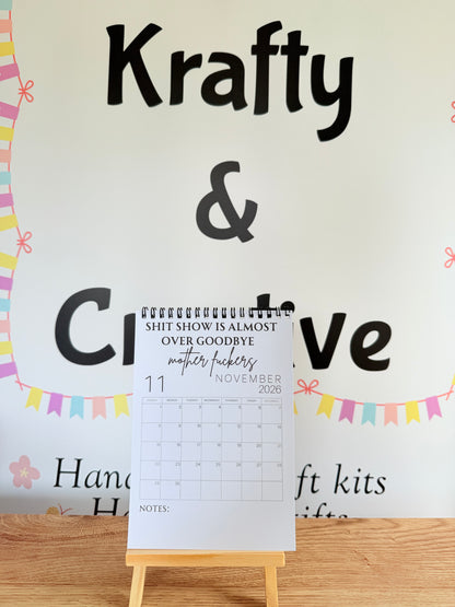 A5 F*ck it 2026 spiral bound wall calender - Get ready for the shit show - Organiser - Calender - Sweary affirmations -