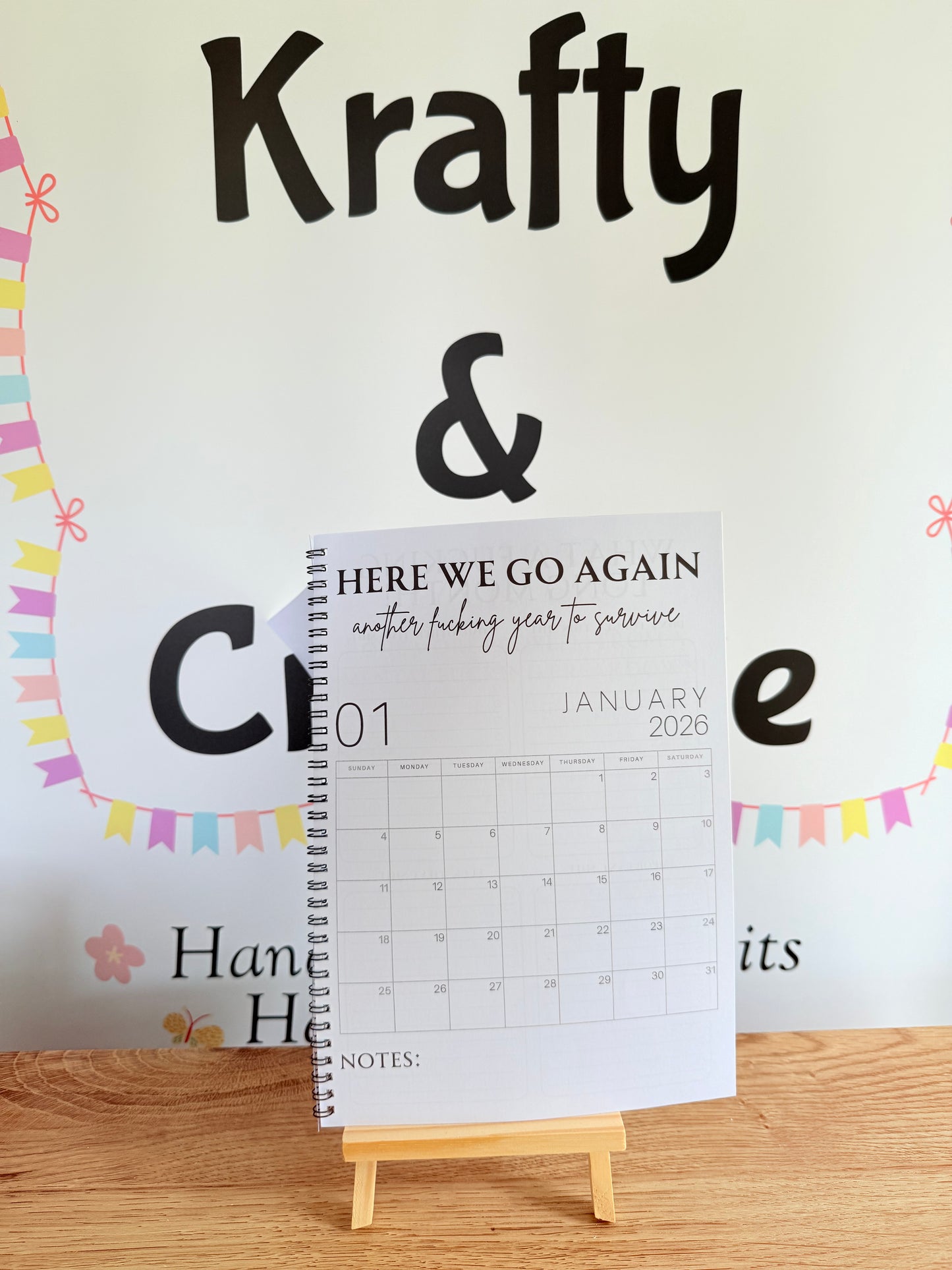 A4 F*ck it 2026 spiral bound life organiser- Get ready for the shit show - Organiser - Calender - Sweary affirmations -