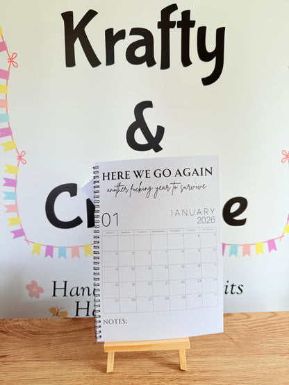 A4 F*ck it 2026 spiral bound life organiser- Get ready for the shit show - Organiser - Calender - Sweary affirmations -