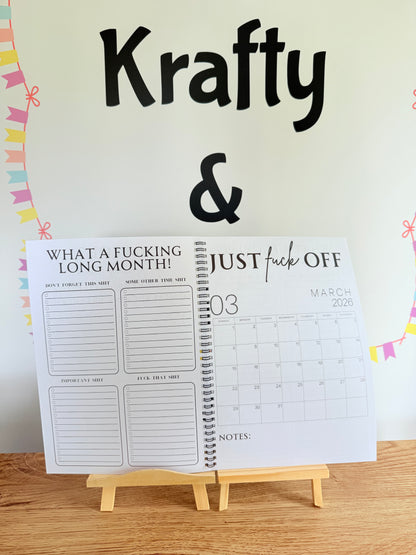 A4 F*ck it 2026 spiral bound life organiser- Get ready for the shit show - Organiser - Calender - Sweary affirmations -