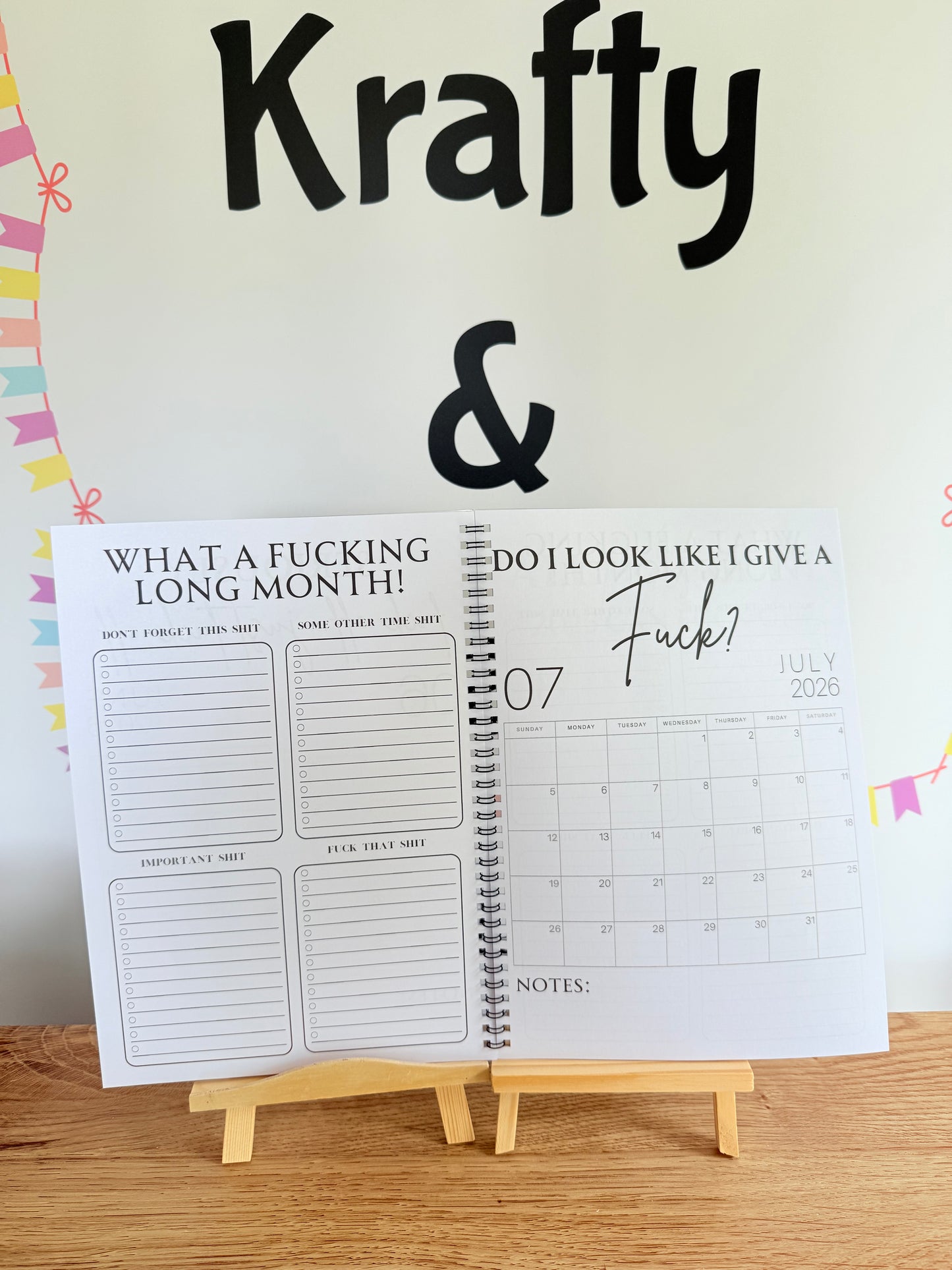 A4 F*ck it 2026 spiral bound life organiser- Get ready for the shit show - Organiser - Calender - Sweary affirmations -