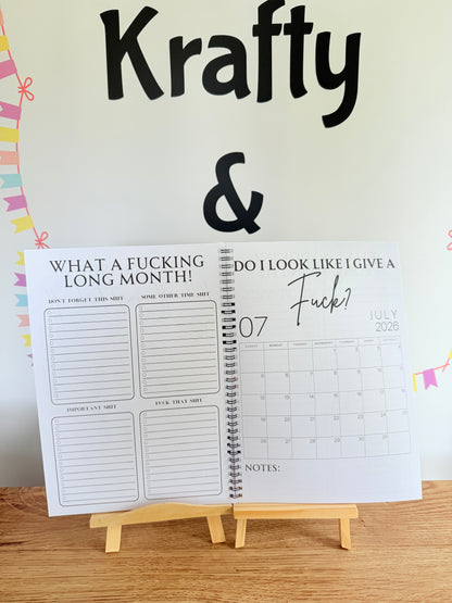 A4 F*ck it 2026 spiral bound life organiser- Get ready for the shit show - Organiser - Calender - Sweary affirmations -