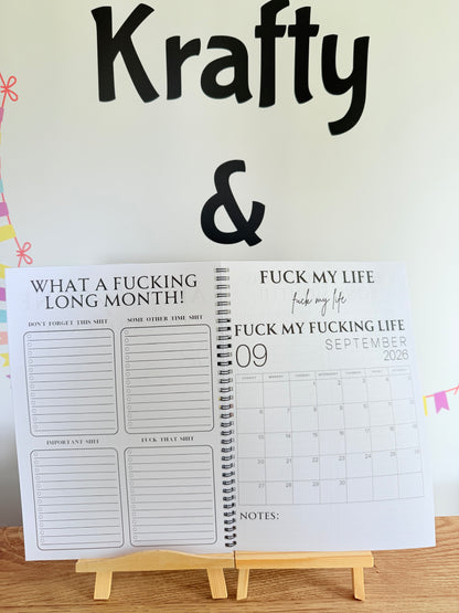 A4 F*ck it 2026 spiral bound life organiser- Get ready for the shit show - Organiser - Calender - Sweary affirmations -