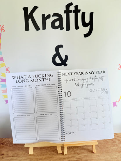 A4 F*ck it 2026 spiral bound life organiser- Get ready for the shit show - Organiser - Calender - Sweary affirmations -