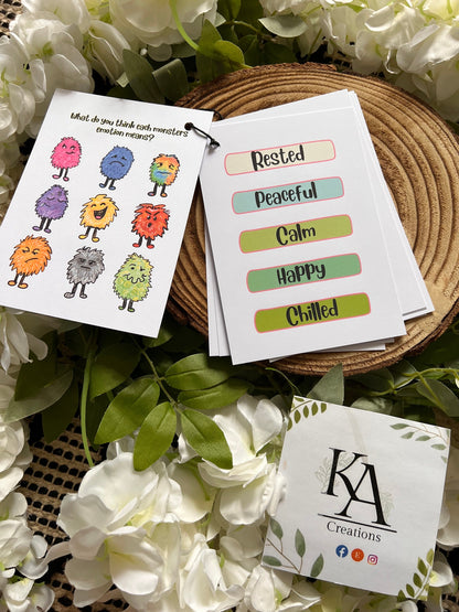 Understand your feelings Monster flash cards for children  - children’s gift - starting school gift - Autism help - Emotional aid - Emotions - SEMH - SEN - Regulation