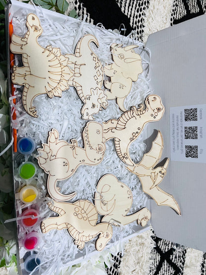 Paint your own dinosour crafts  - Activity set - Room decoration - Childrens Gifts - Wooden Crafts - Gift - Paintable - Painting - wooden crafts - Craft Kit