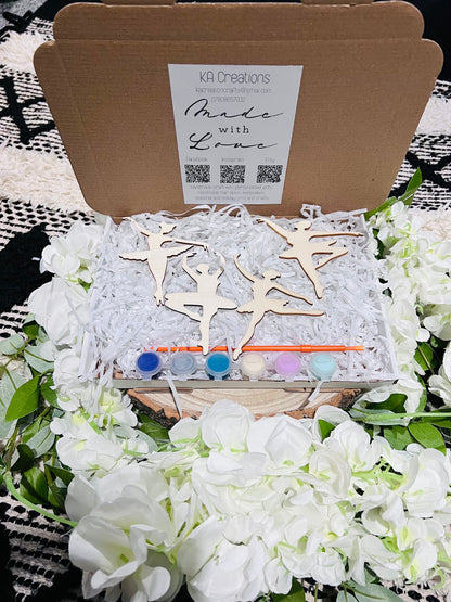 Paint your dance figures box  - Activity set - Room decoration - Childrens Gifts - Gift - Wooden Craft - Paintable - Painting - crafts - Craft Kit - ballet