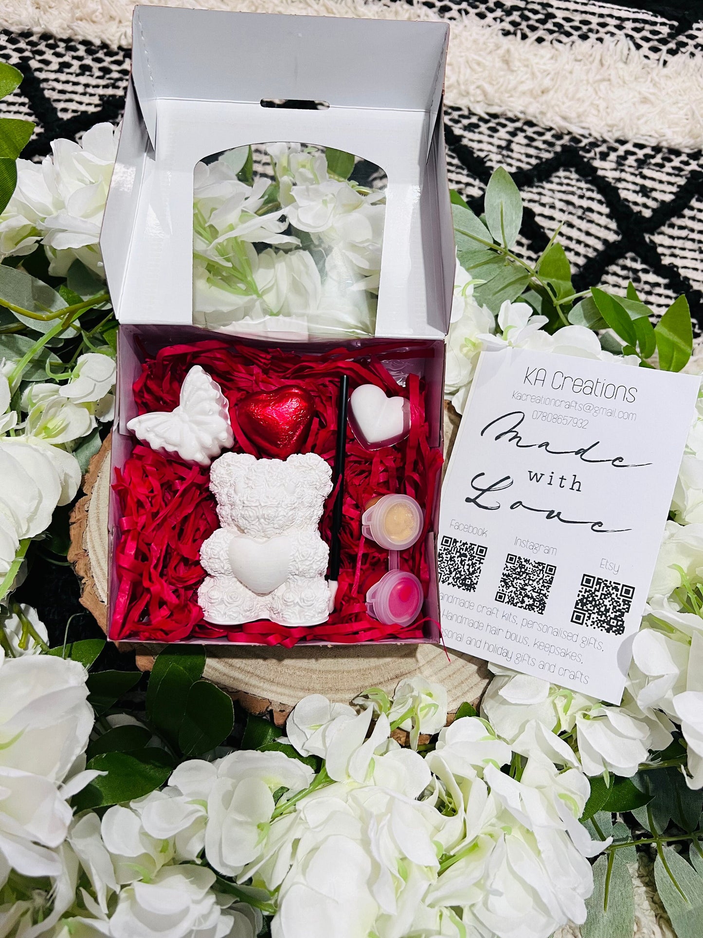 Mini Valentine’s Day gift set for kids - Valentines gift - Paint your own valentines bear - Galentines - Paint craft kit - Love - Rose Bear