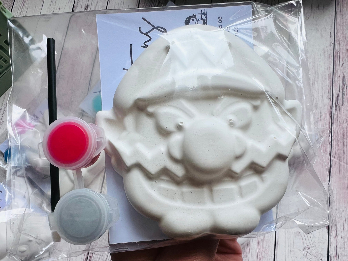 Paint your own Mario inspired plaster of Paris Figure - Activity set - Room decoration - Childrens Gifts - Gifts - Paintable - Painting
