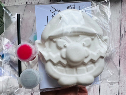 Paint your own Mario inspired plaster of Paris Figure - Activity set - Room decoration - Childrens Gifts - Gifts - Paintable - Painting
