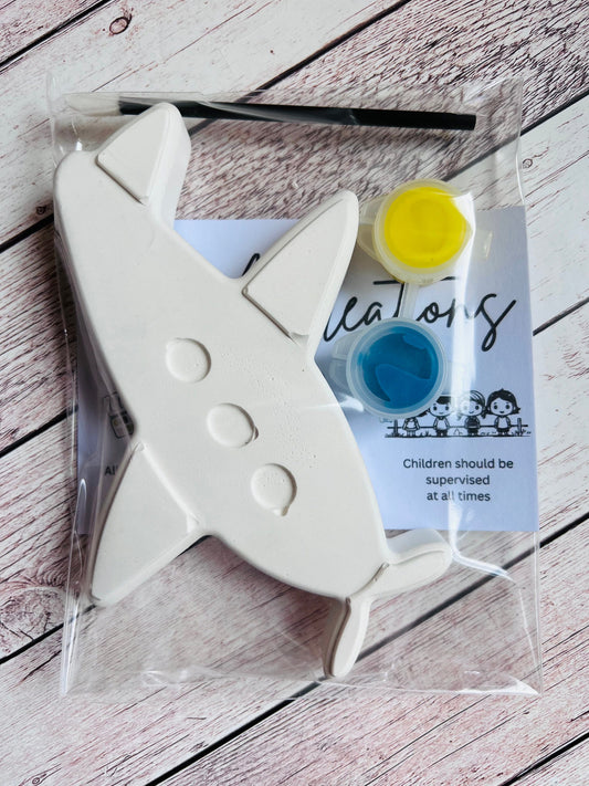 Paint your own plaster of Paris Aeroplane - Activity set - Room decoration - Childrens Gifts - Gifts - Paintable - Painting - Aviation Gift