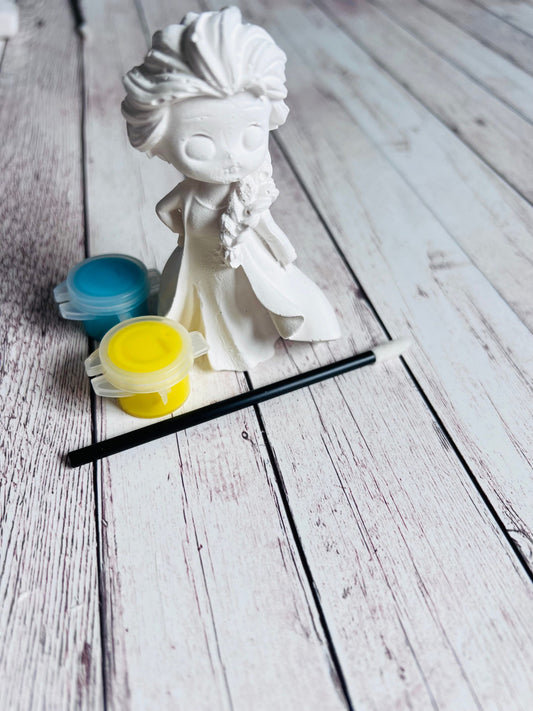 Paint your own plaster of Paris 3D Princess ice queen Elsa - Activity set - Childrens Gifts - Gift - Painting - Party favour - decor