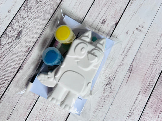Paint your own plaster of Paris blue dog - Activity set - Childrens Gifts - Gift - Painting - Party favour - decor - Character gift