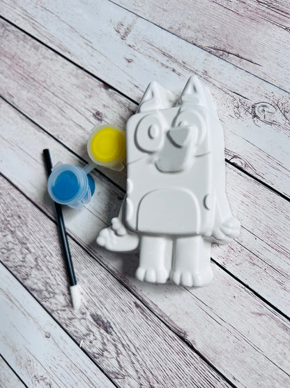 Paint your own plaster of Paris blue dog - Activity set - Childrens Gifts - Gift - Painting - Party favour - decor - Character gift